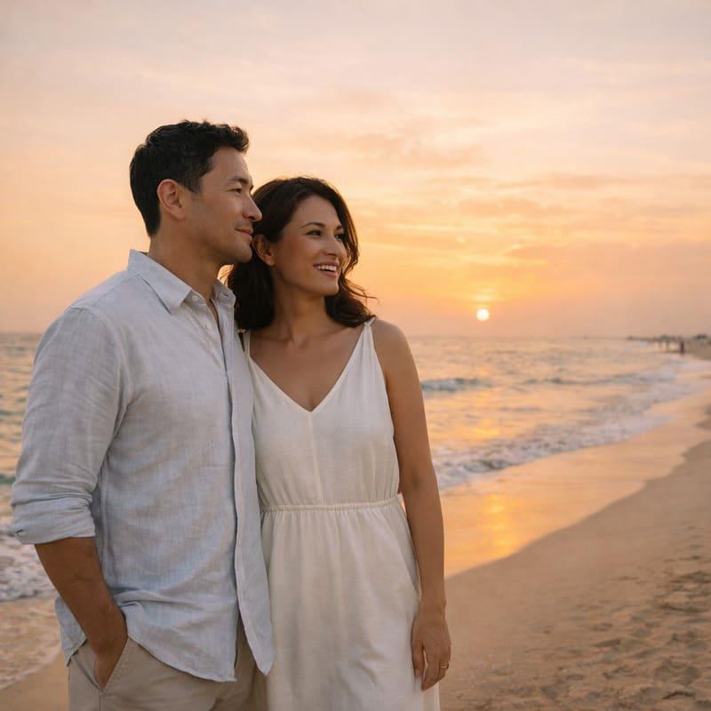 sunset beach dubai couple