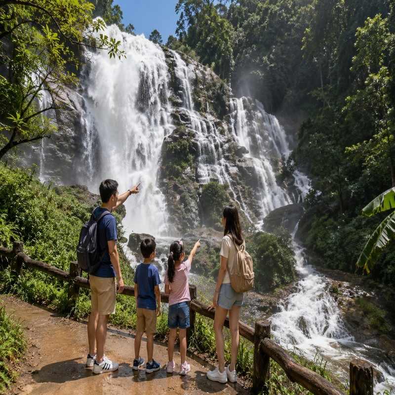 wachirathan waterfall chiang mai kid