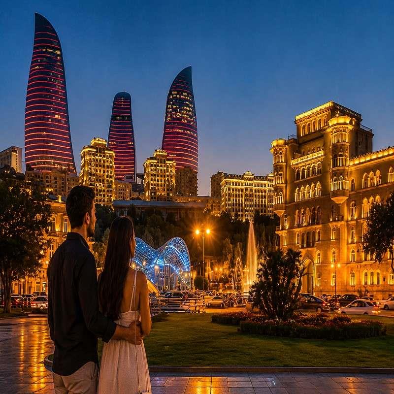 flame towers azerbaijan honeymoo