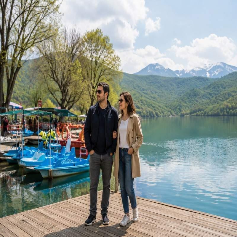 nohur lake azerbaijan coupl
