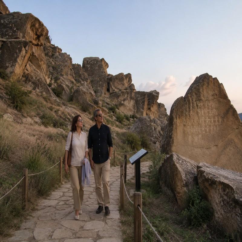 gobustan rock art museum azerbaijan coupl