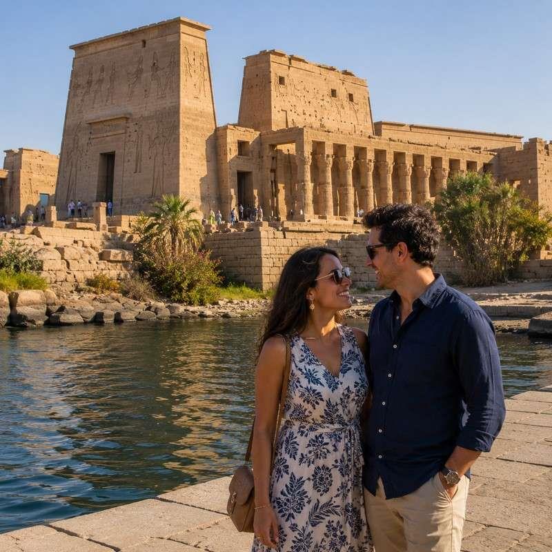 temple of philae aswan egypt coupl