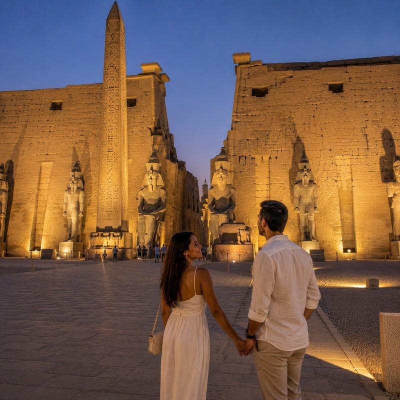 temple of luxor luxor egypt coupl