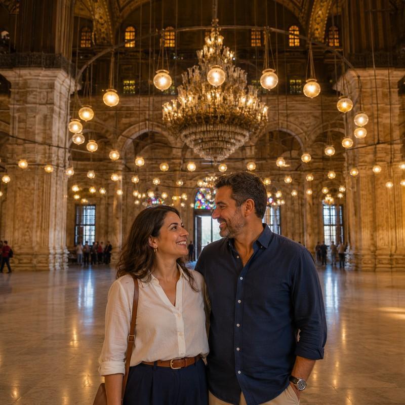 alabaster mosque of mohammed ali cairo egypt coupl