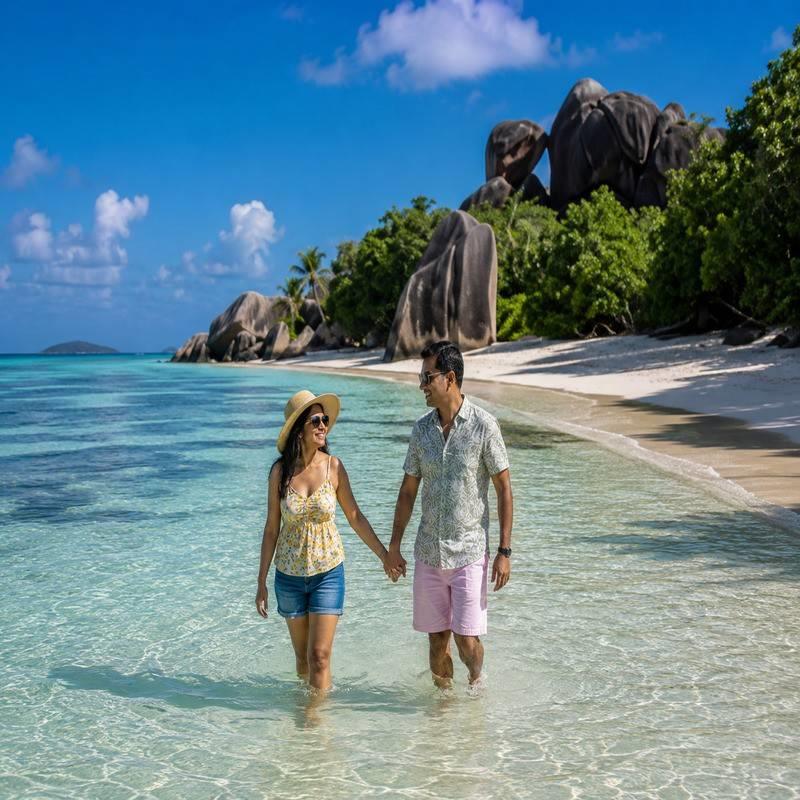 anse source d argent seychelles couple