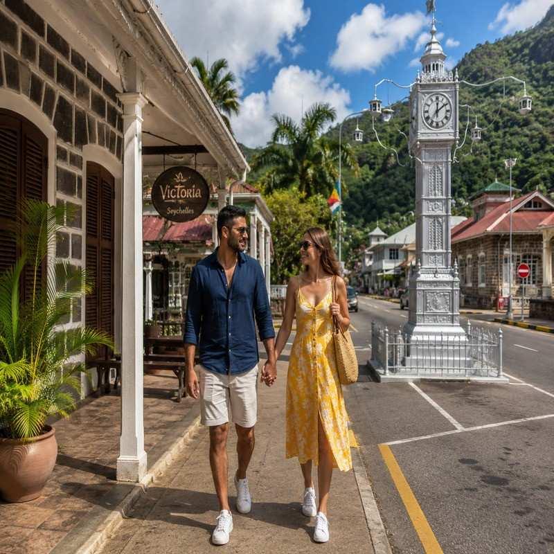 victoria heritage walk seychelles couple
