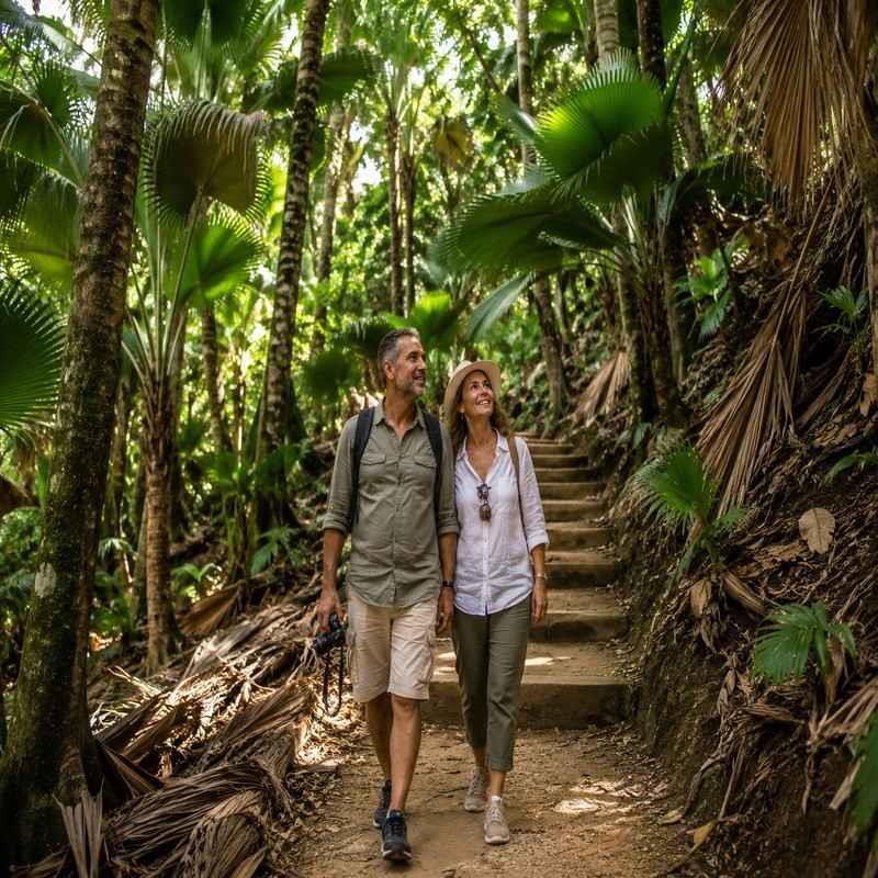 vallee de mai nature reserve seychelles couple