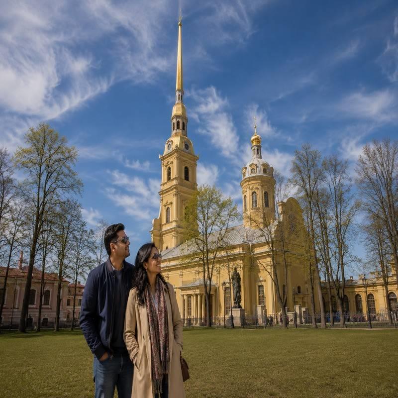 peter and paul cathedral russia couple