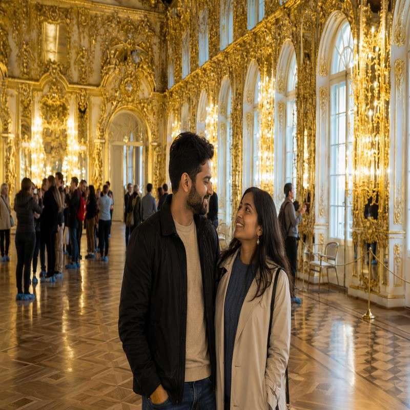 catherine palace russia couple