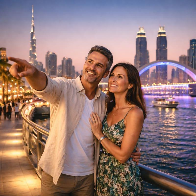 dubai canal dubai couple