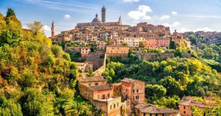 downtown siena skyline in italy